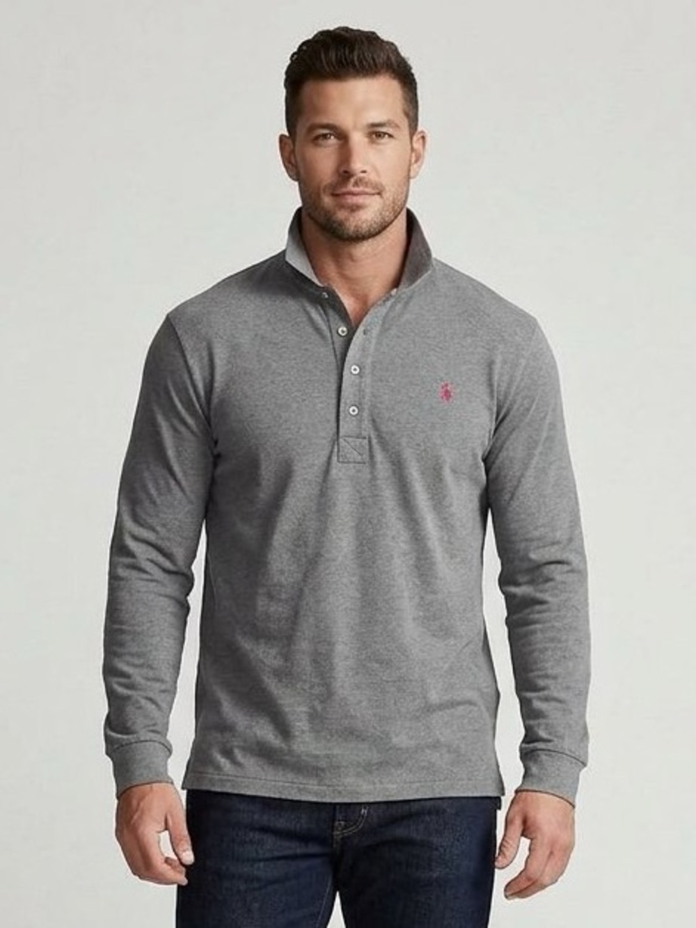 Ralph Lauren Charcoal Long Sleeve Polo Shirt | Men’s XXL